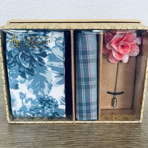 Penguin Floral Neck Tie Pocket Square Formal Set